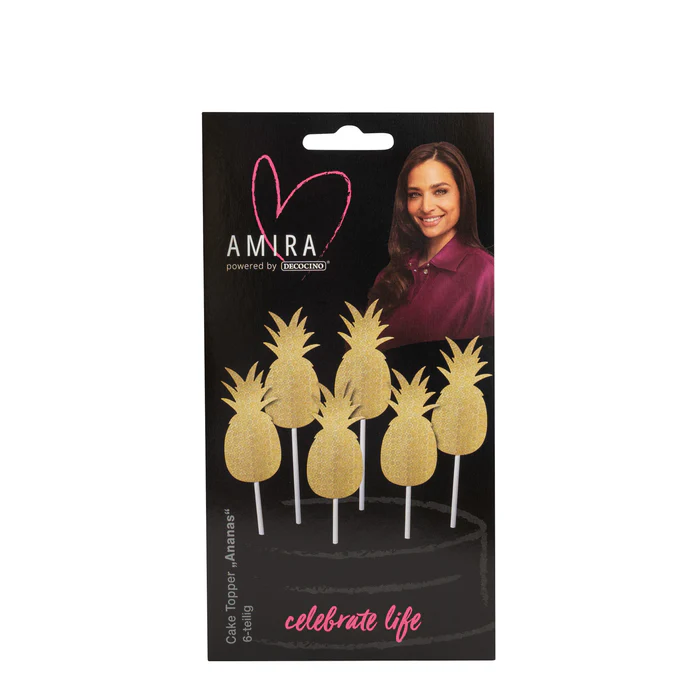 DECOCINO Meets Amira Candela Numerica Oro Rosa N.1, Alta 7 Cm, Per Torte E Cupcake